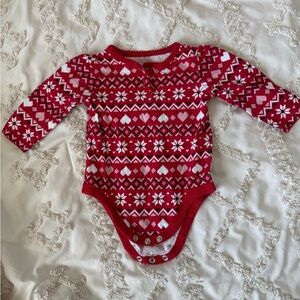 Festive Red and White Nordic Bodysuit One Piece